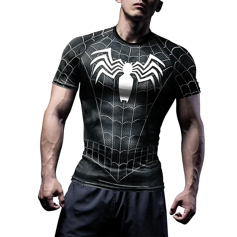 2024 New Movie Cosplay Short Sleeve Costume Fashion Superhero Tracksuit Party Mens Stretchy Sportswear T-Shirt Spid Cosplay