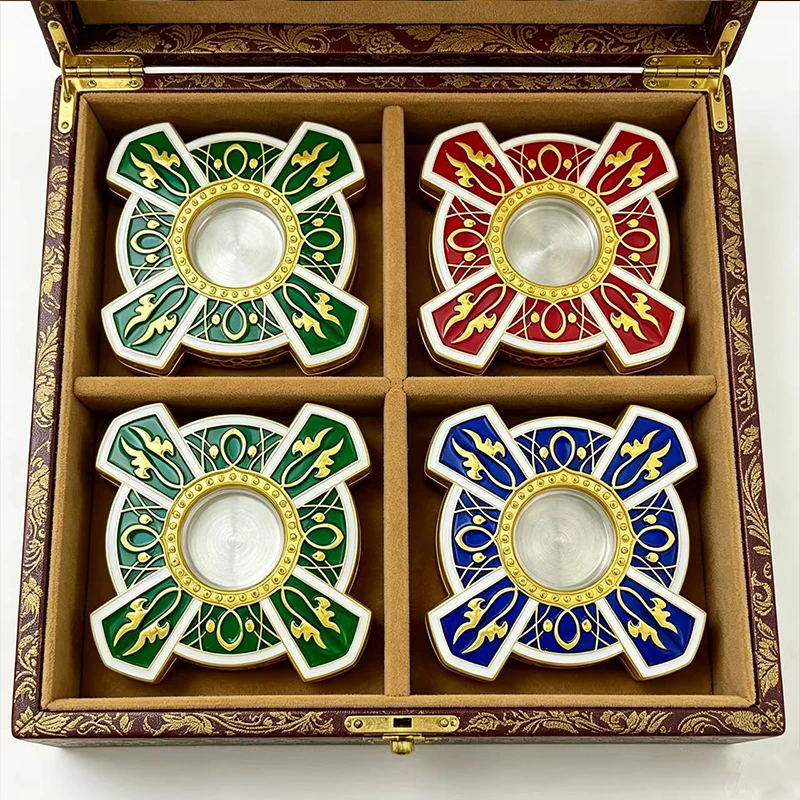 Ornate Gold Plated Cross Reliquary Box Set with Enamel for Storing Ashes/Relics, Church Altar Prayer Room Religious Funeral Deco