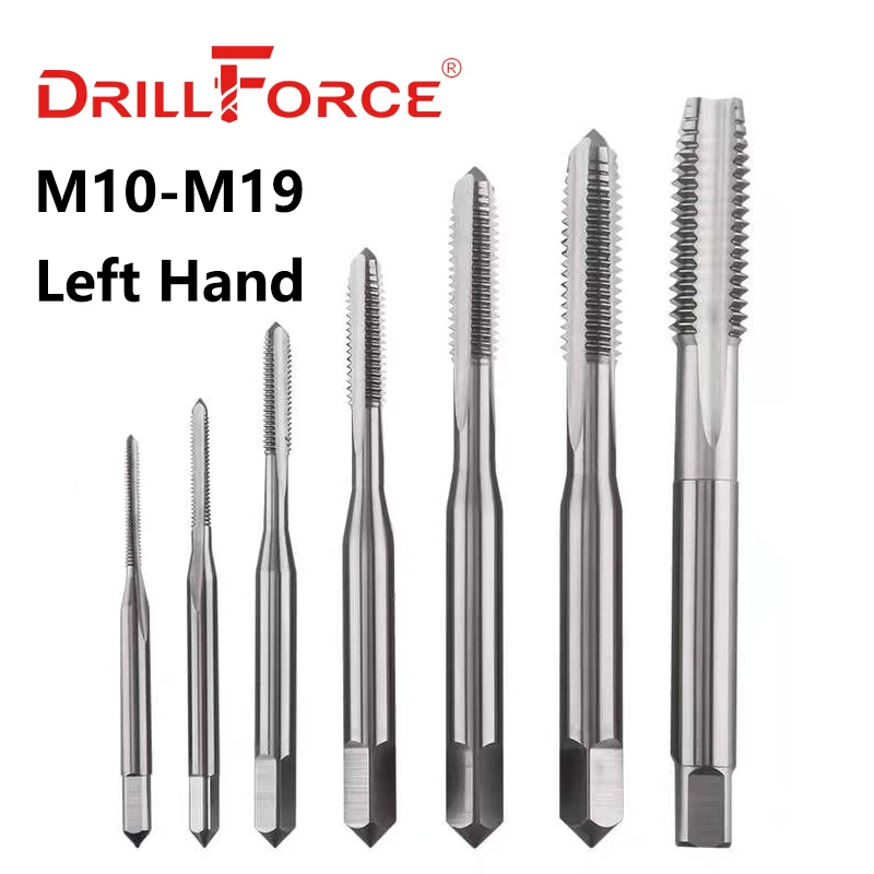 Drillforce Left Hand Screw Machine Thread Tap Drill Bits HSS Straight Flute Metric Size M10 M11 M12 M13 M14 M15 M16 M17 M18 M19