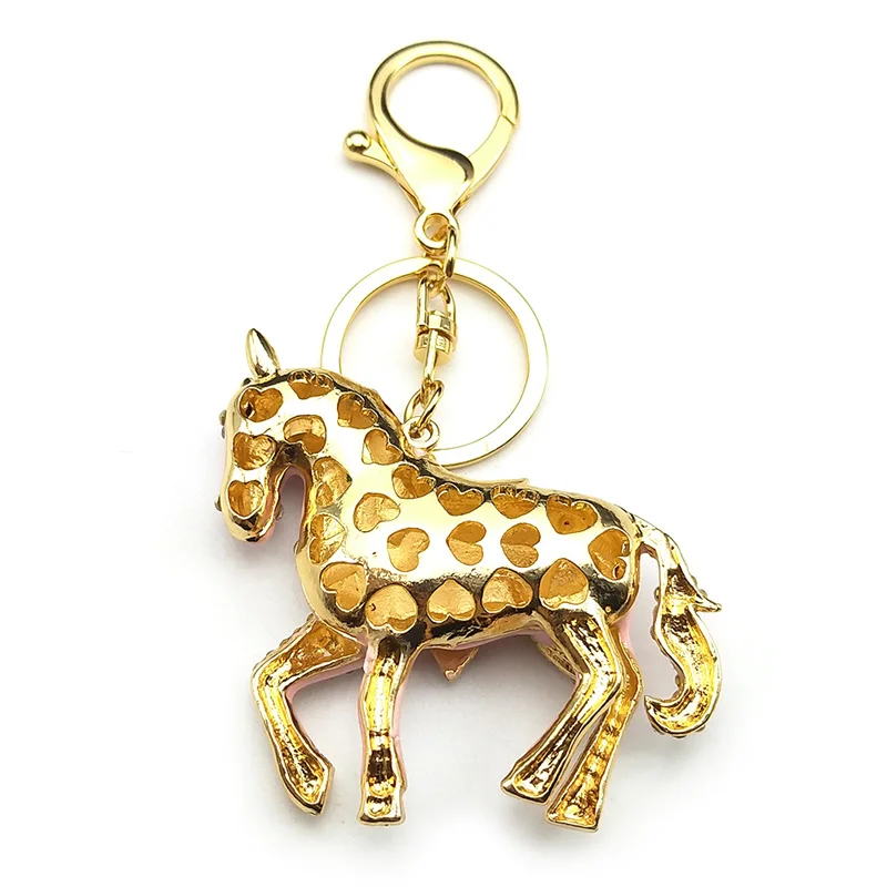 Mode Pferd Pony Schlüsselbund Frauen Männer Tier Voller Strass Kristall Schlüssel Ketten Halter Handtasche Anhänger Für Auto Schmuck Geschenk – Detail 10