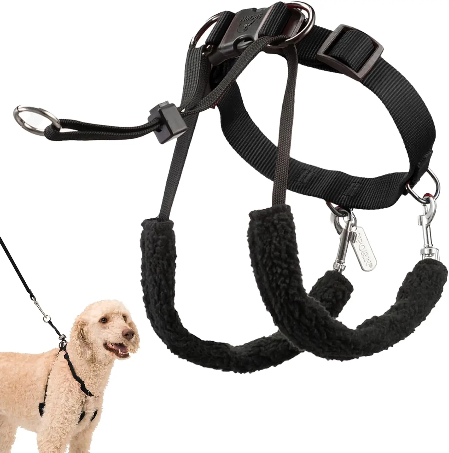 

No Pull Dog Harness for Large Dogs with Black Padded Sherpa Sleeves, Breathable and Comfortable for All Large Breeds