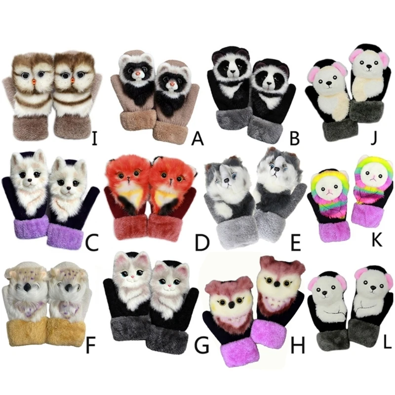 kid Gloves Animal Cute Children Gloves Cartoon Gloves Kids Plush Gloves Mitts Winter Cute Mittens Knit Gloves