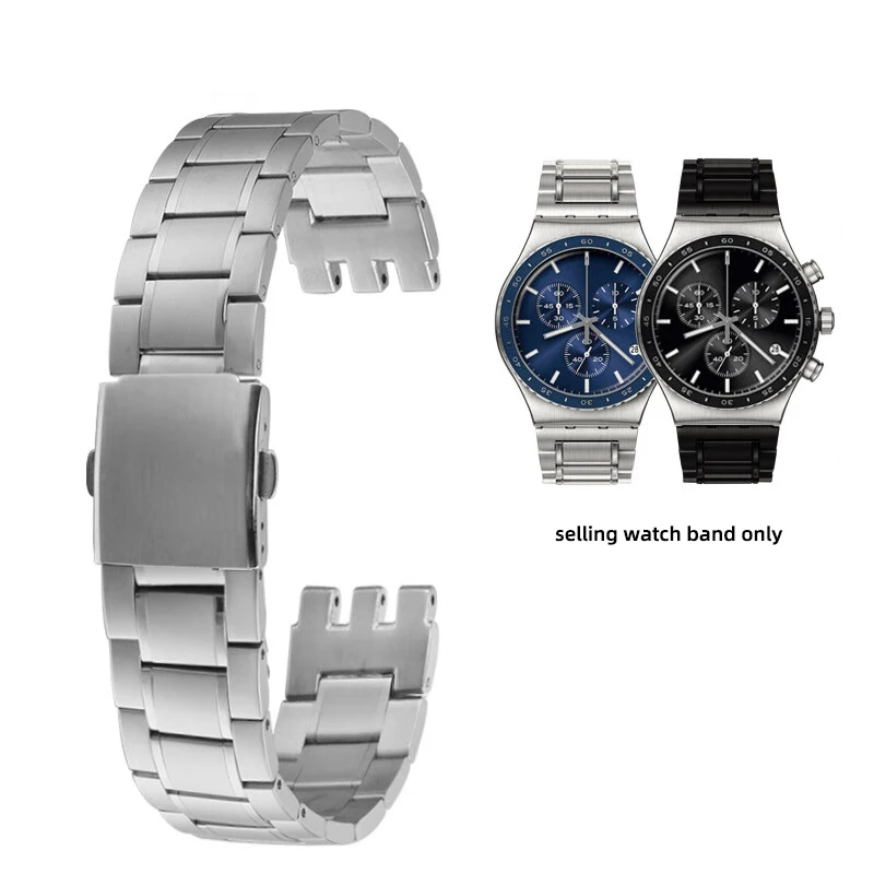 

19 мм 21 мм серебристо-черный металлический ремешок длинный мужской ремешок для часов Swatch YCS YVS YGS матовый ремешок из нержавеющей стали со складной пряжкой