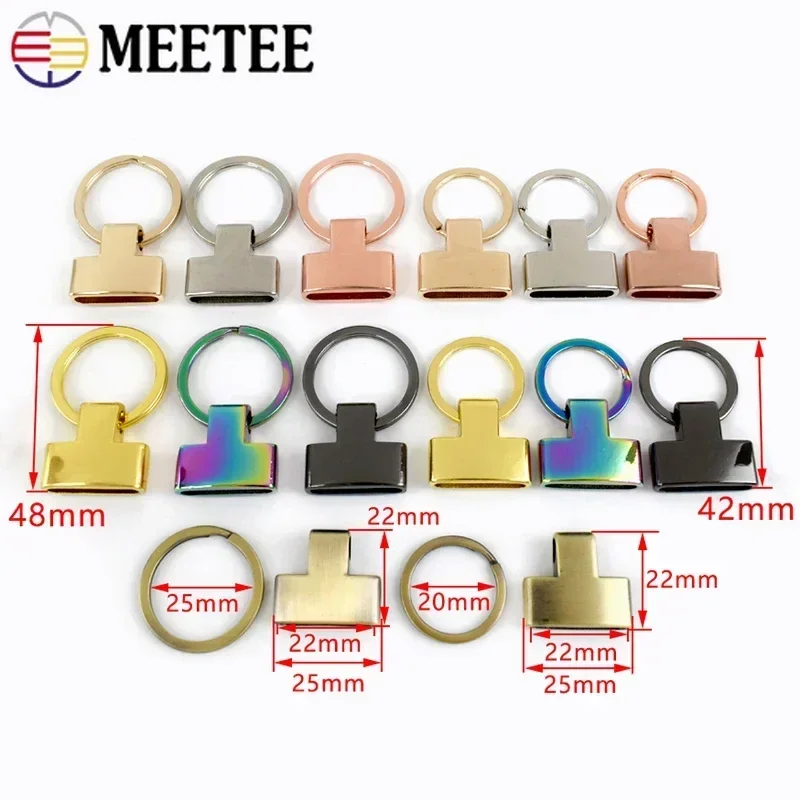 5/10/20Pcs Meetee 20/25mm O Ring Metal Buckles Keychain Pierced Pendant Stopper Hook Car Keyring Screw Clip Clasp Hardware