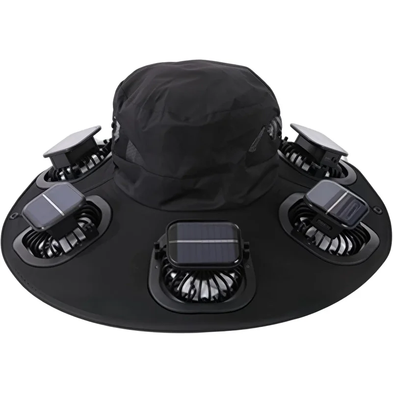 Hot 6 Fans Solar Fan Hat Breathable UV Protection Wide Brim Sun Cap Summer Fan Visor Cap For Men Outdoor Hiking Camping Fishing