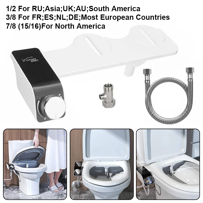 1/2 7/8 3/8 Bidet Toilet Seat Attachment Cold Water Dual Nozzle Non-Electric Self Cleaning Sprayer Wash Bathroom Accessories