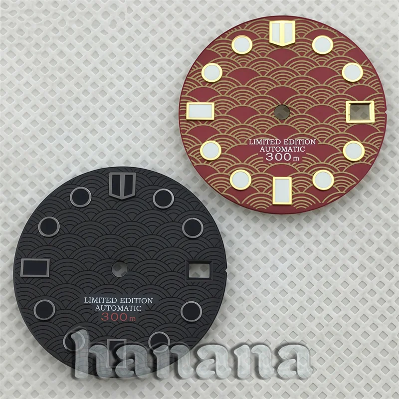 NH35 28.5mm Fishscale black red dial for NH35A movement