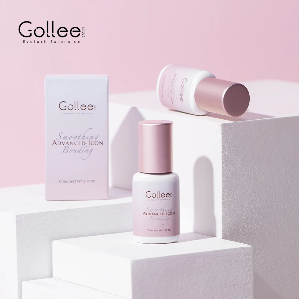 Gollee-pegamento rosa claro para extensiones de pestañas, suero potenciador de pestañas, 5ml, 6-7 semanas de duración, más grueso después del crecimiento de pestañas