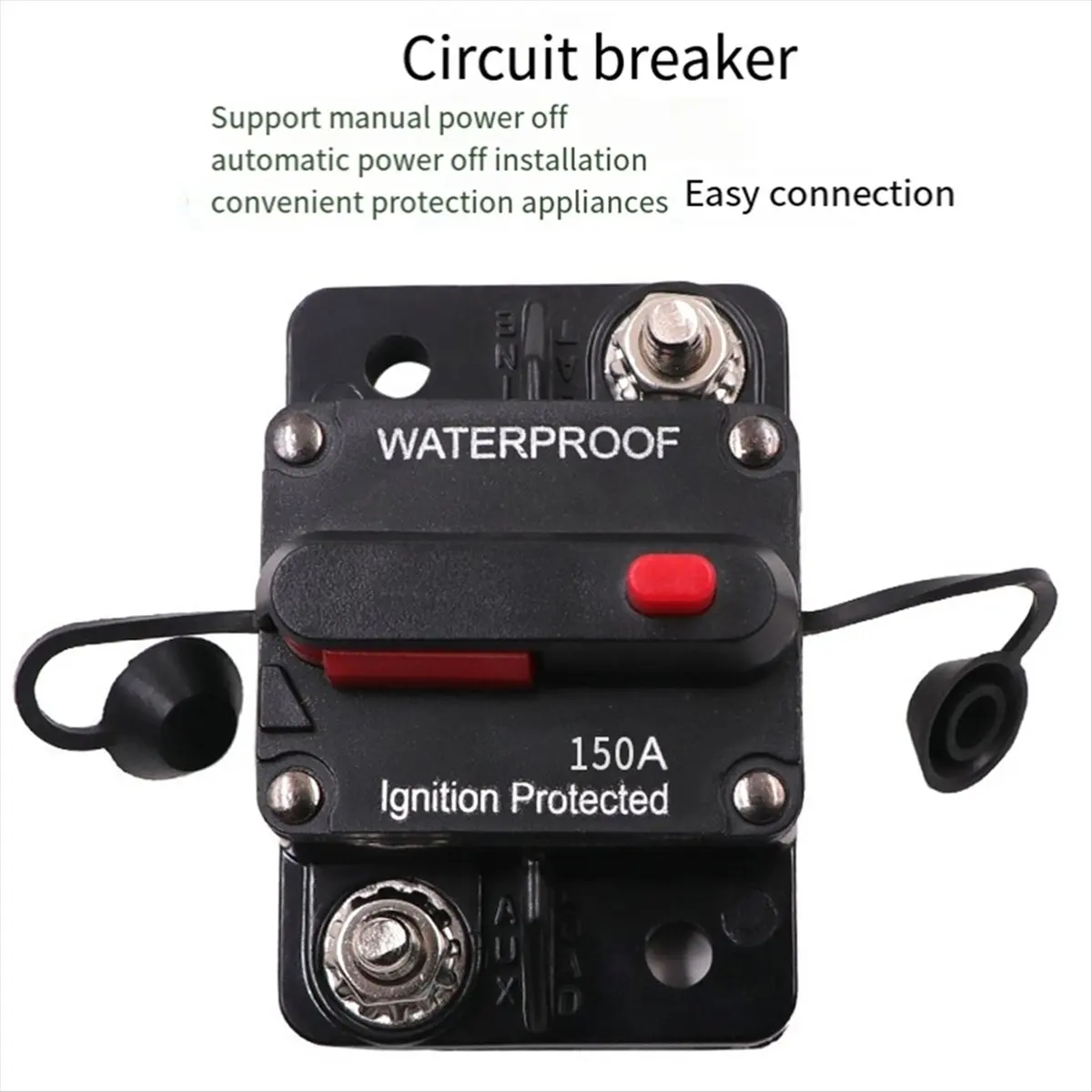 DTDT hot-12-48V DC Circuit Breaker Fuse Reset Waterproof 150A AMP for Car Boat Auto