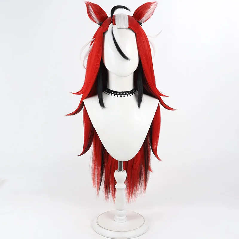 Virtual YouTube Vtuber Hakos Baelz Cosplay Wig Halloween Carnival Party Props Synthetic Hair Heat Resistant Fiber + Wig Cap