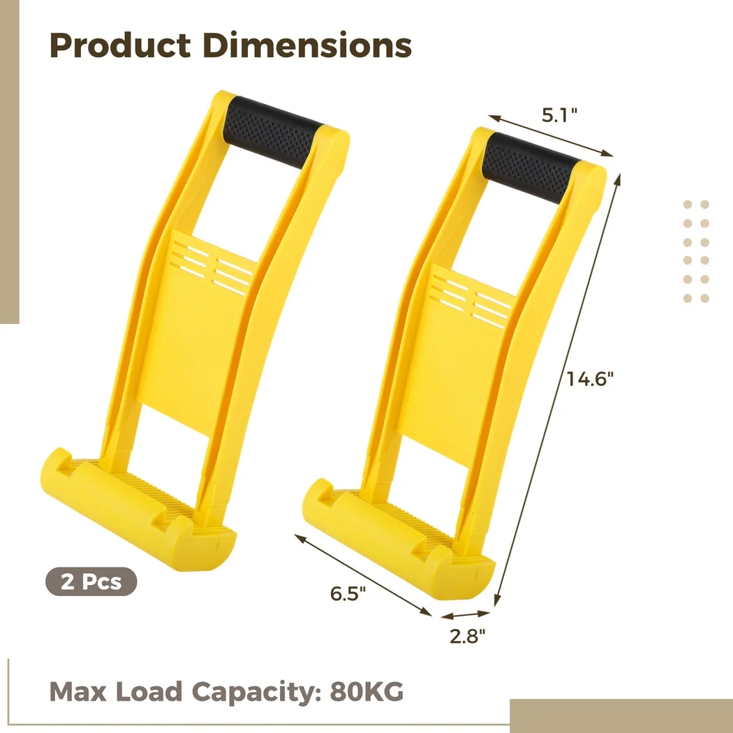 2Pcs Plasterboard Carriers Plastic Drywall Carrying Handles Panel Carrier Tool 80KG Load-Bearing Capacity Plywood Lifting Tools