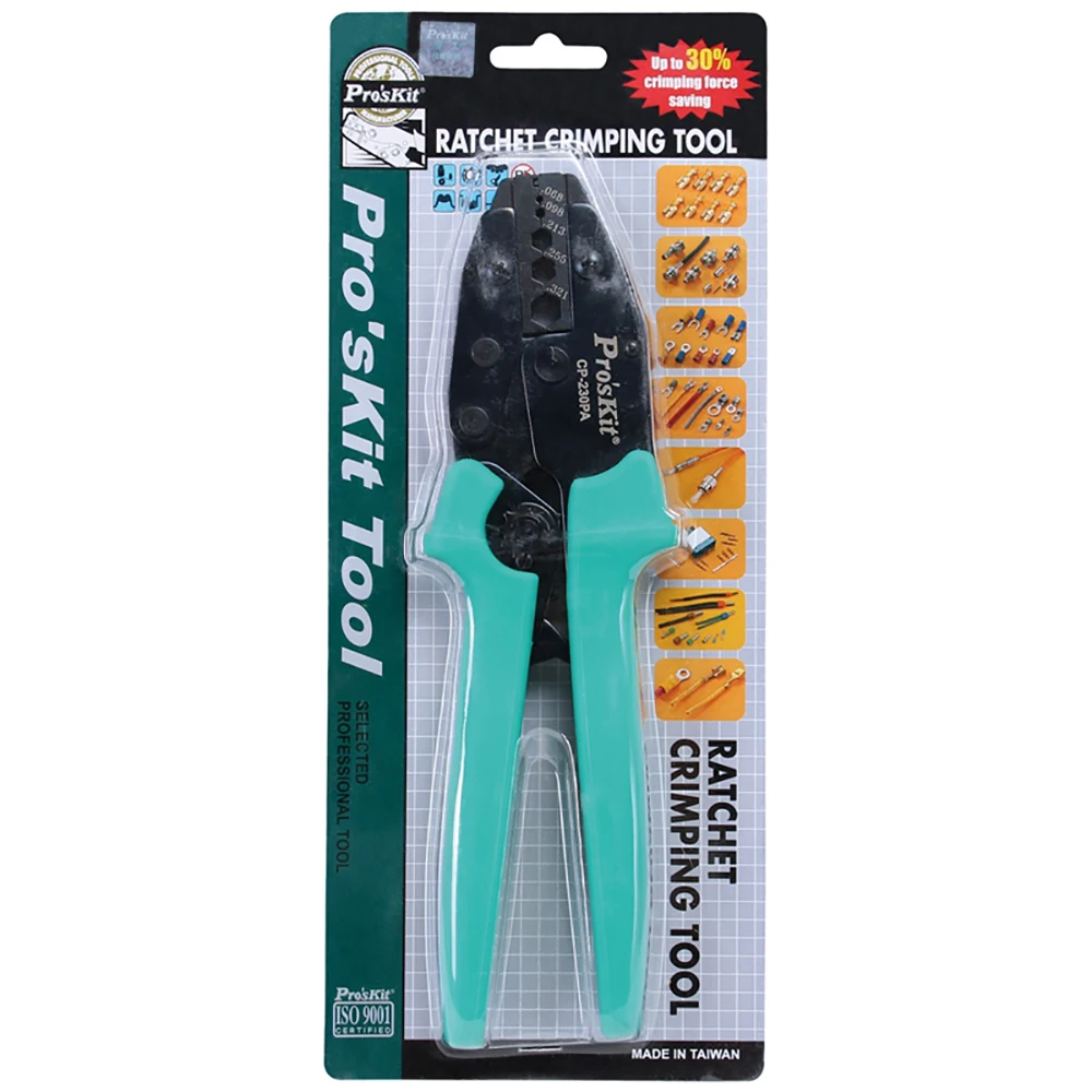 Pro'skit CP-230PA موصل محطة السقاطة العقص ذو طيات متوسطة الكربون الصلب مسدس موصل محطة السقاطة العقص أداة