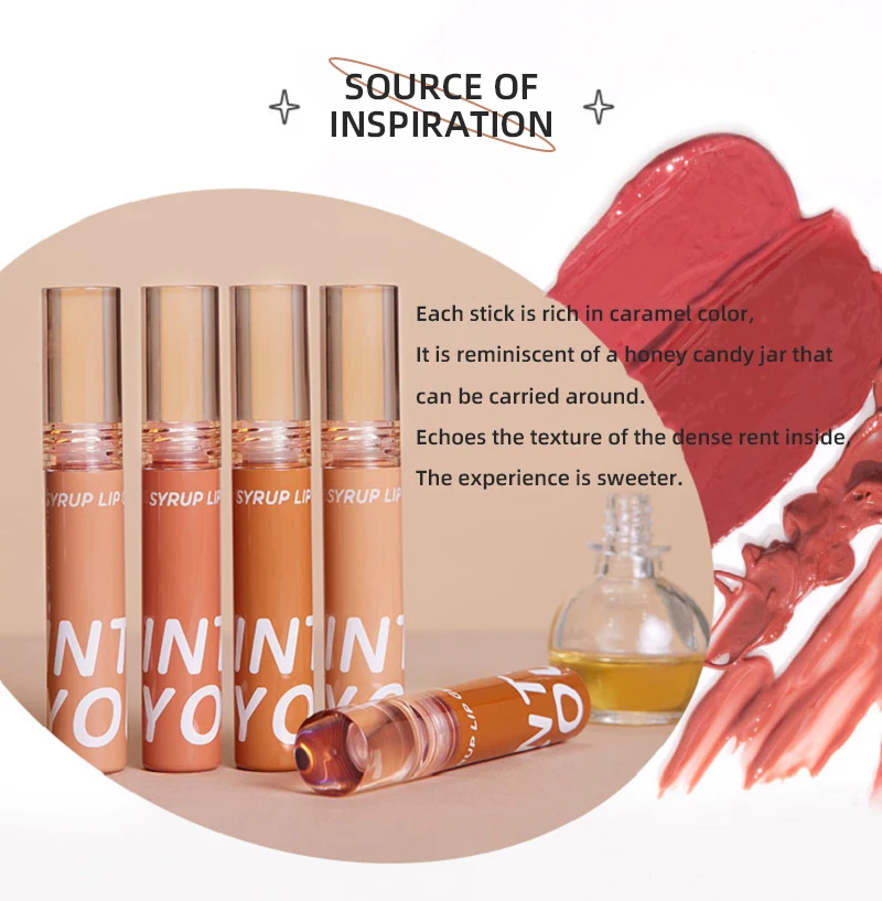 INTO YOU Syrup Glossy Lip Tint Liquid Lipstick Glossy Lip Cosmetics Lip Balm Lip Tint Glossy Lipstick Makeup