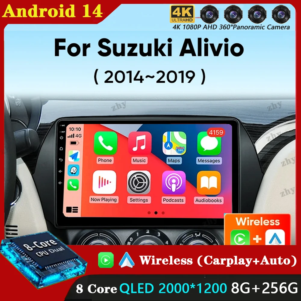 

Автомобильное радио Android 14 для Suzuki Alivio Ciaz 2014 2015 2016-2019 навигация GPS мультимедийный плеер стерео Wi-Fi + 4G Carplay BT DSP