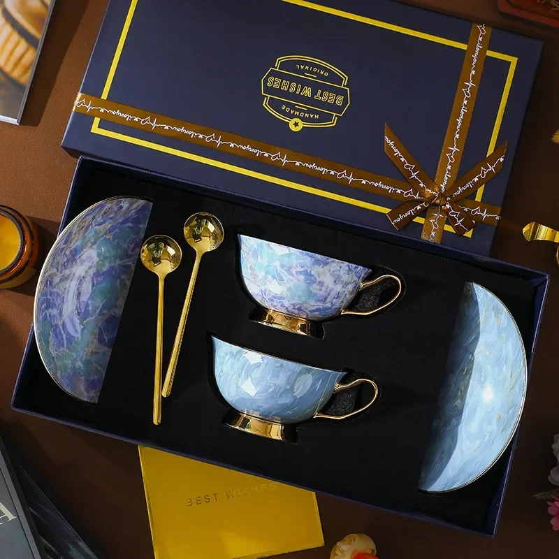 

CLL dream blue ceramic bone china coffee cup and saucer afternoon tea set, high-end exquisite and advanced