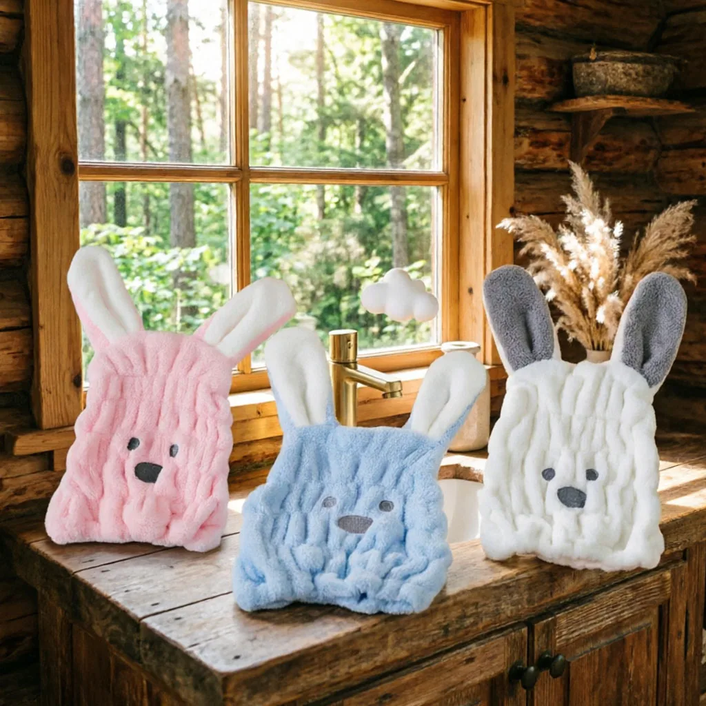 Rabbit Dry Towel Bath Cap Cute Cartoon Coral Velvet Wrap Head Towel Hair Towel Absorbent Quick Dry Hair Cap