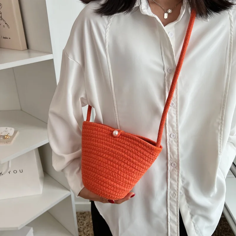 Summer Small Straw Shoulder Bags For Women Handmade Braided Crossbody Bag New Fashion Beach Bag Daily Messenger Phone Handbag