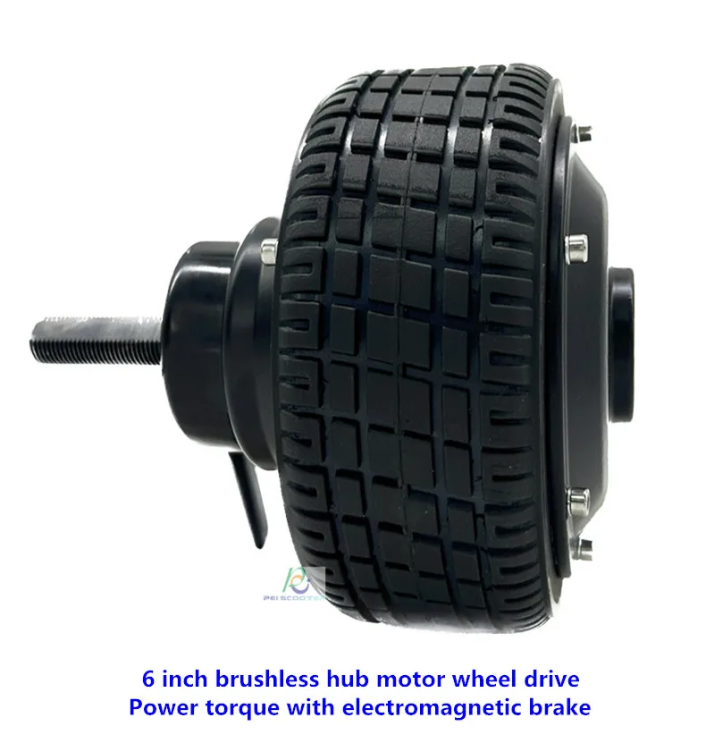 

6 inch single axle brushless hub motor wheel drive power torque with electromagnetic brake phub-6wm