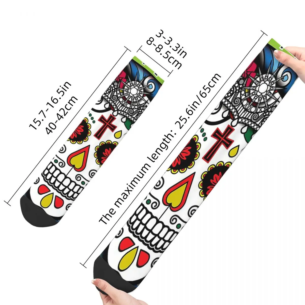 Happy Men's Socks Day Of The Dead Water Sugar Skull Poster Vintage Sugar Skull Harajuku Crazy Crew Sock Gift Pattern Printed