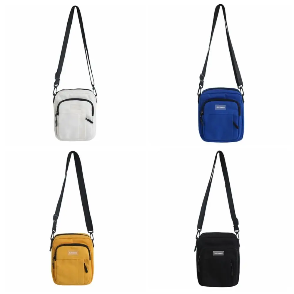 Nylon Men's Shoulder Bag Large Capacity Square Canvas Crossbody Bag Korean Style Multifunctional Sports Phone Bag Outdoor