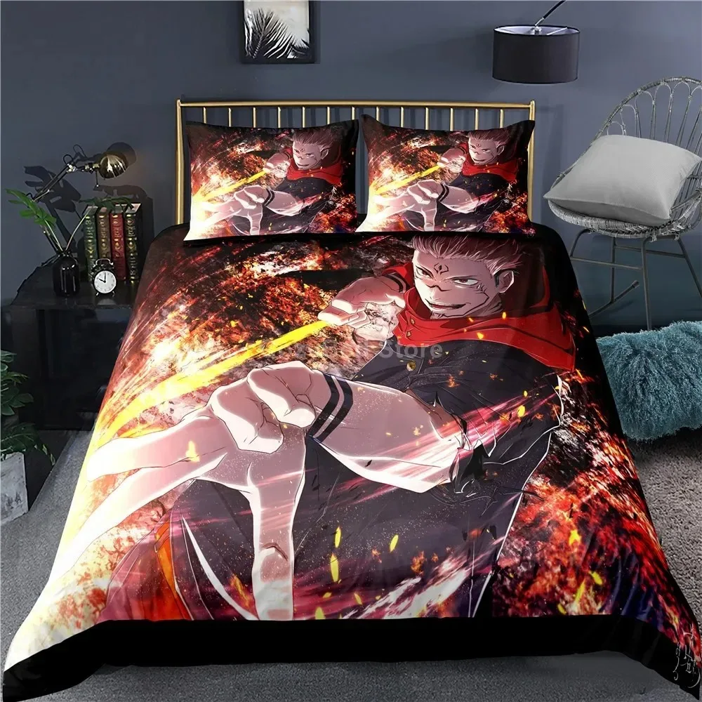 Jujutsu Kaisen طقم سرير اليابان الشهيرة أنيمي حاف مجموعة أغطية المعزي أغطية سرير التوأم الملكة الملك حجم واحد دروبشيبينغ