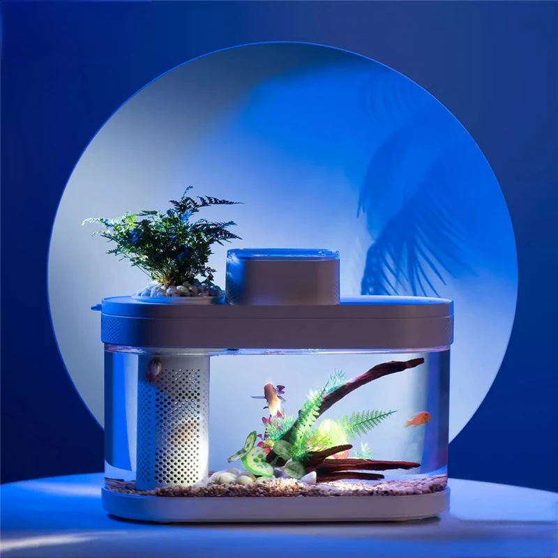 Geometry intelligent Fish Tank Aquaponics Ecosystem Transparent Aquarium Smart fish feeder Fish Tank Wi-Fi smart box