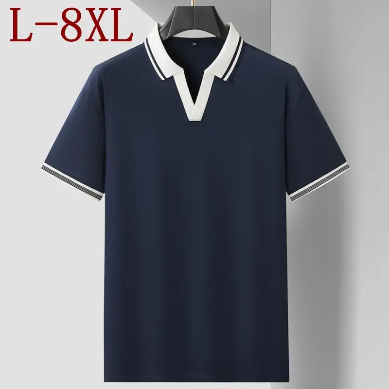 

Мужская футболка-поло 8XL 7XL 6XL, летняя коллекция 2026, класса люкс, новый дизайн, приятная к телу, свободная, с отложным воротником