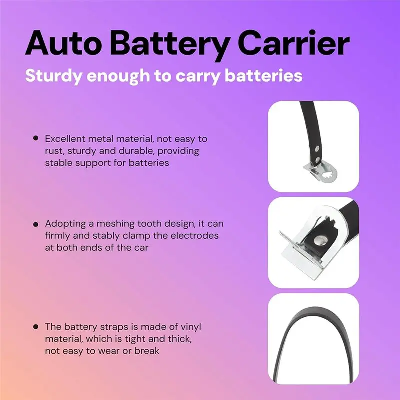 Heavy Duty Battery Carrying Straps 2-Pack Side-Pull Handles For Easy& Secure Transport Of Car, Marine Batteries