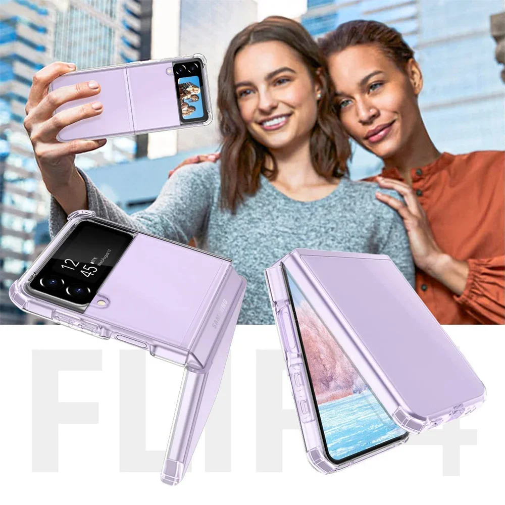Przezroczyste etui na telefon Samsung Z Flip 6 5 Przezroczyste etui PC TPU Airbag Anti-knock do Samsung Galaxy Z Flip 4 5 Flip 1 2 3 Cover