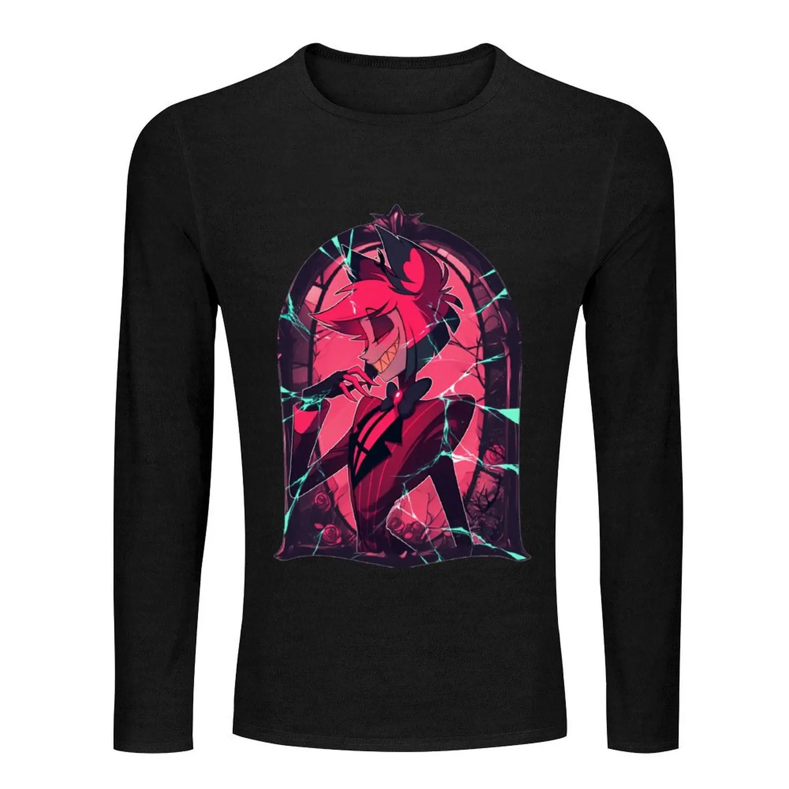 Stained Glass Alastor - Cracked Long T-Shirt custom t shirt graphic t shirts quick drying t-shirt mens clothes