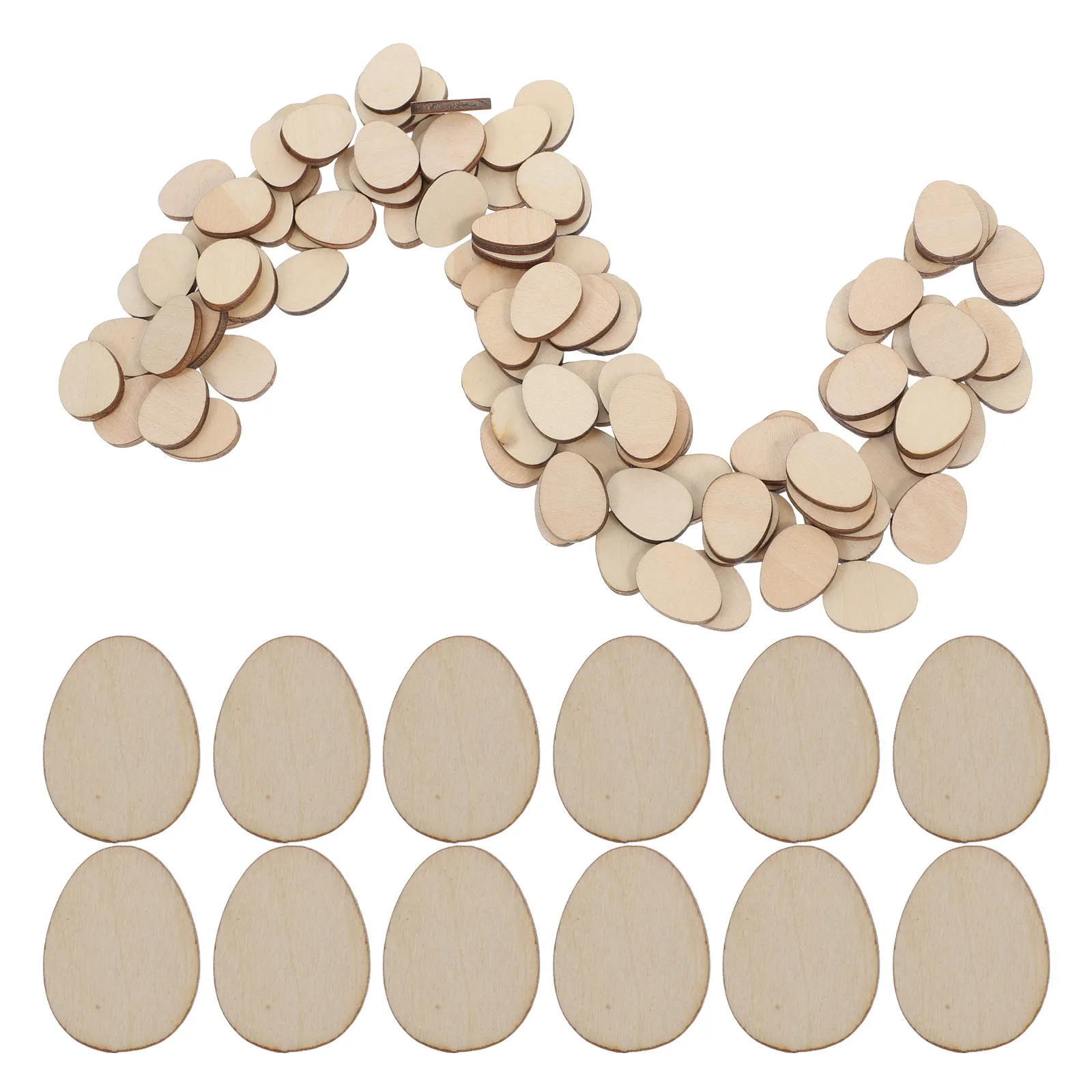 

100 шт. неокрашенных деревянных заготовок в форме яйца из лаймового дерева, 20 мм, идеально подходят для поделок, рождественских украшений, декора детской, настенных бирок