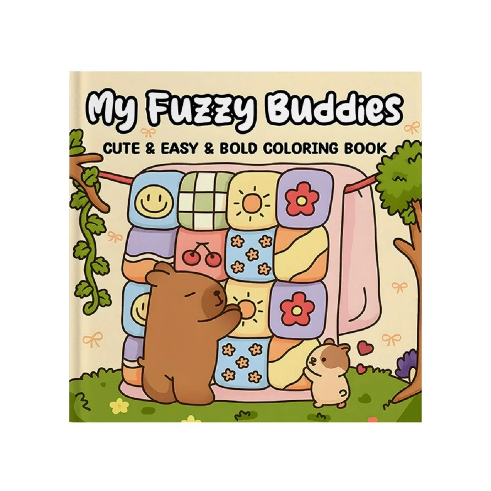 MY FUZZY BUDDIES: Coloring Book for Adults Featuring Cute Cozy Daily Activities Relaxation (Cozy Spaces Coloring)