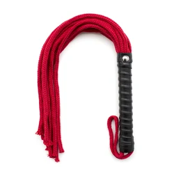 Látigo suelto de cuerda de algodón genuino con mango de cuero, accesorio para montar a caballo, paleta, Slapper, ideal para entrenamiento de caballos, 48cm