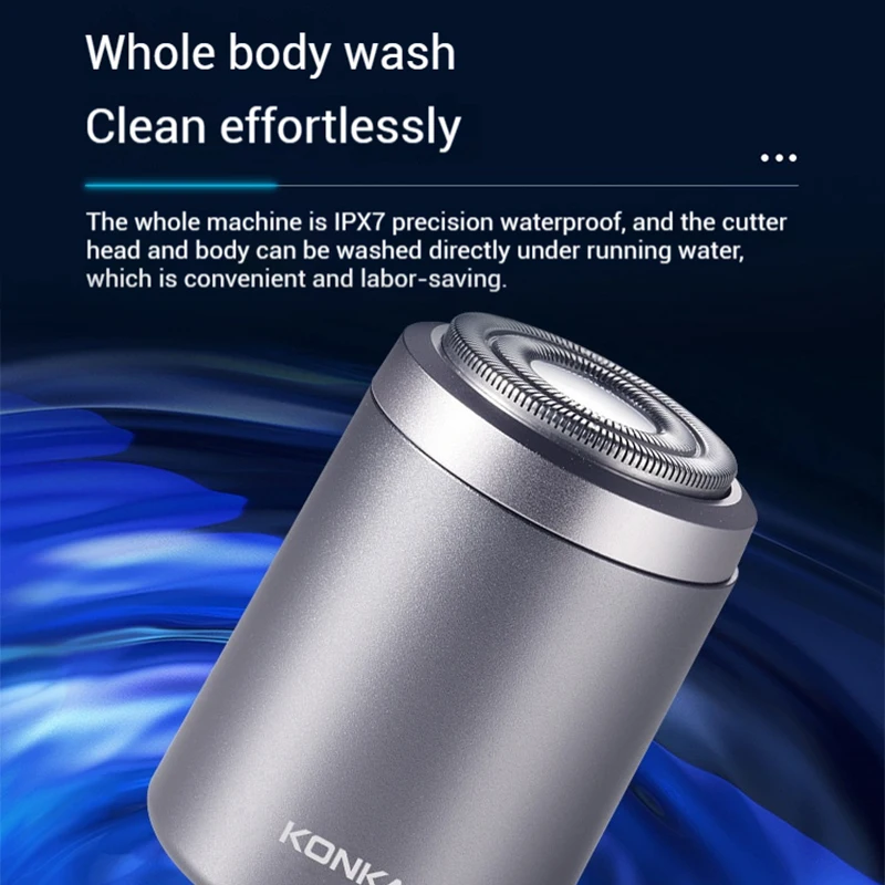 Alat cukur listrik USB kecil tampilan digital cerdas logam portabel pengisian cepat secara keseluruhan IPX7 pencukur daya kuat tahan air