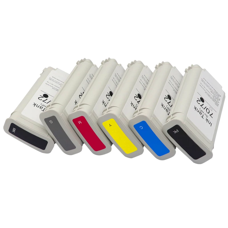 For HP 72 Ink 6 Color 130ml Compatible Ink Cartridges with Chip For HP72 Designjet T610 T770 T795 T1100 T1120 T1200 T1300 T2300