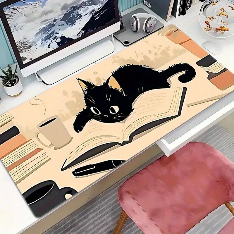 

Read Cat Design mouse pad, high-definition printing, rubber material, anti-slip, washable, suitable for home and office use