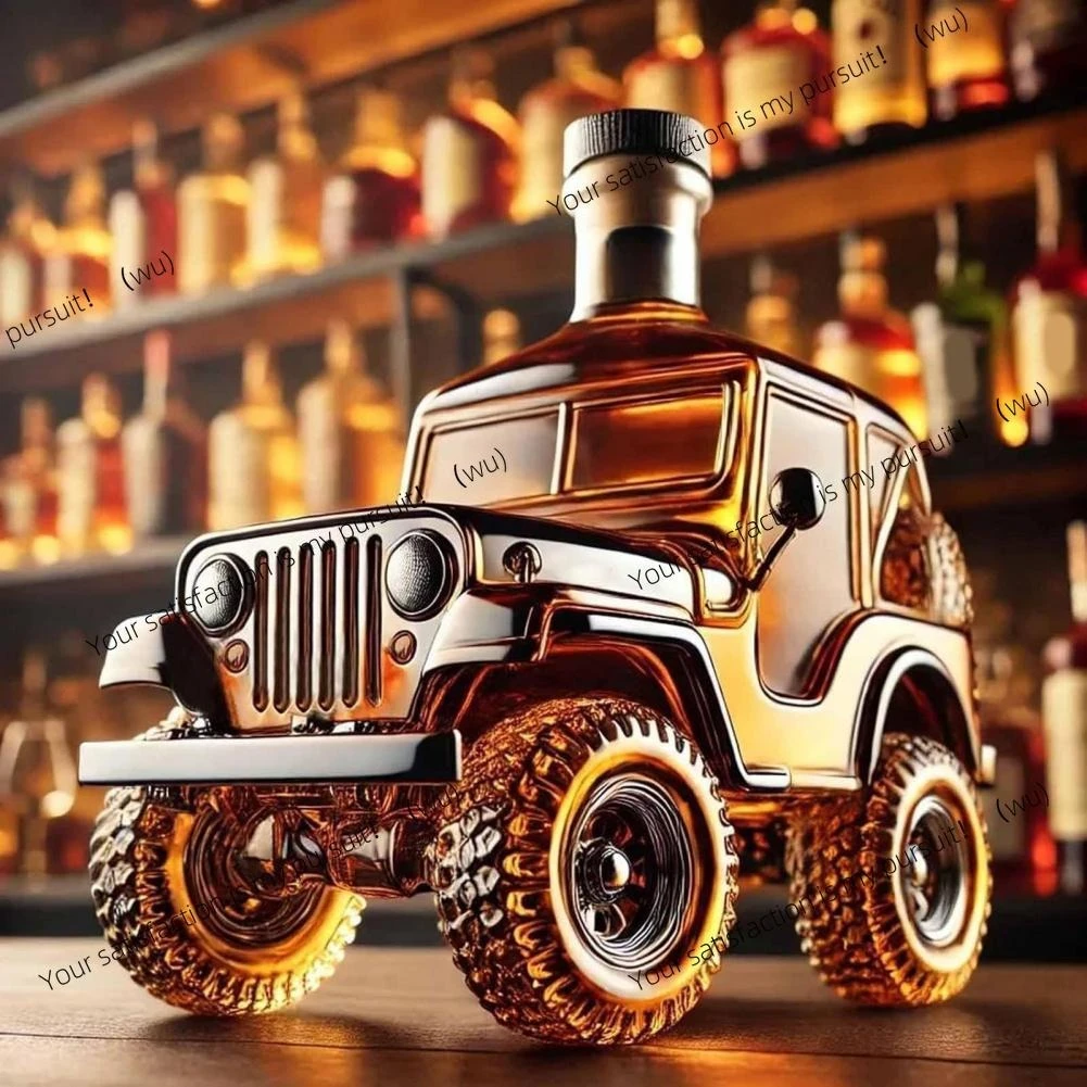 

400ml Car Whiskey Decanter Vintage Glass Jar Wine Bottle For Grandfather Dad Husband Whiskey Lovers Gift Home Bar Decoration