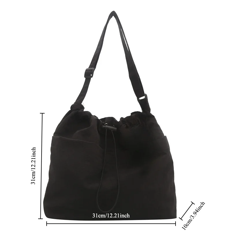 Fashionable Leisure One Shoulder Armpit Bag, College Style Large Capacity Canvas Bag for Class Commuting, Men's Women's Bags