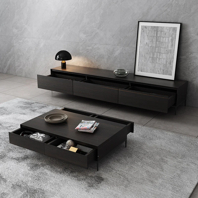 

Italian Light Luxury TV Cabinet Tea Table Combination Modern and Simple Small Unit Living Room TV Cabinet