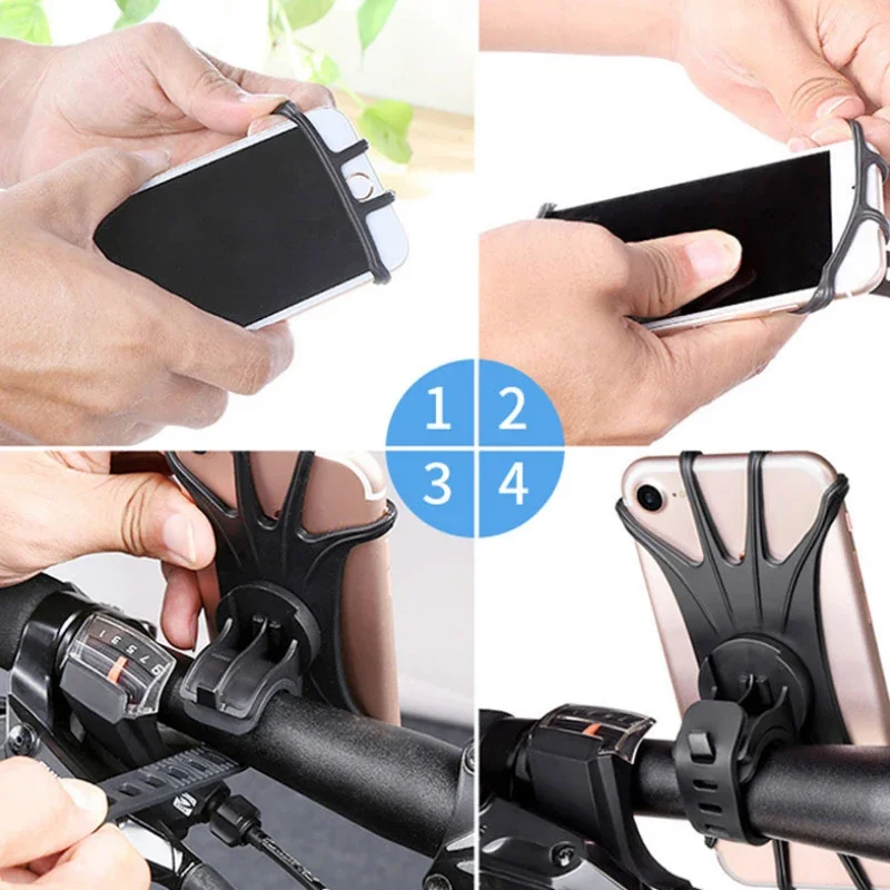 Universal Bicycle Mobile Phone Holder for Mobile Cell Phone GPS Silicone Motorcycle Bike Cycling Handlebar Stand Support Bracket