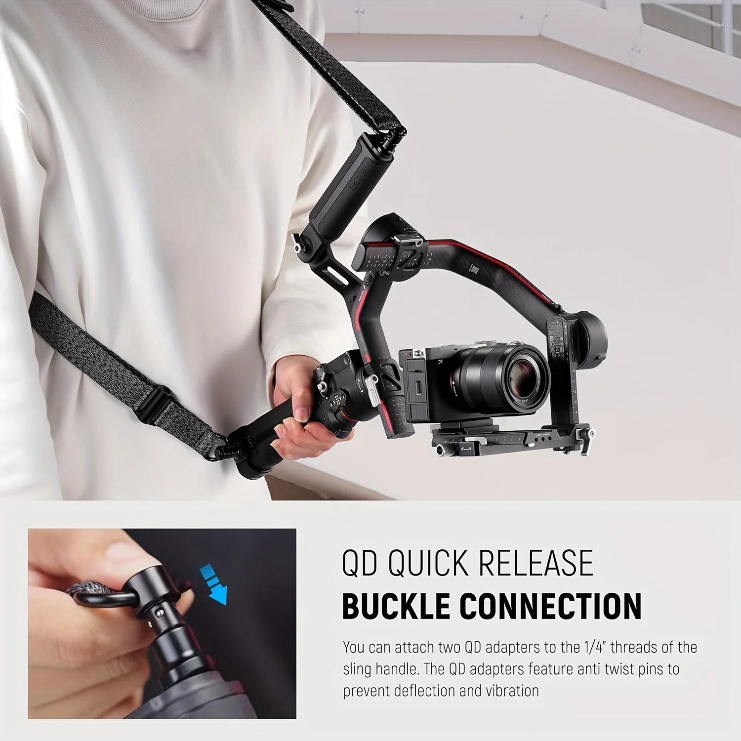 TRUIFOTO Adjustable handle Universal sling handle Shoulder strap Stabilizer Strap Bottom plate Compatible with DJI RS4 RS4 Pro R