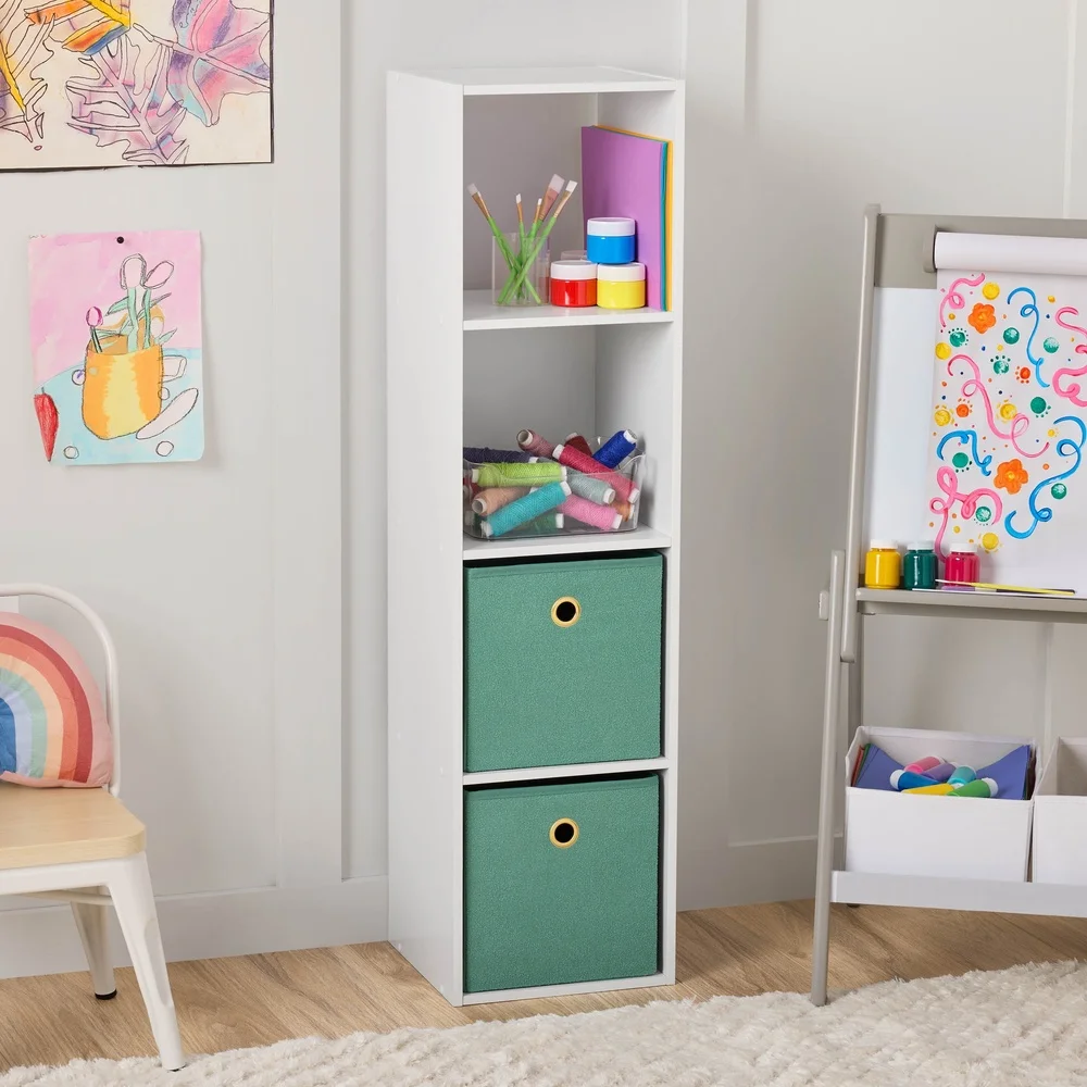 4 Cube Vertical Storage Organizer Shelving System Open Closed Back Bookcase Home Office Living Room Functional Stylish Storage