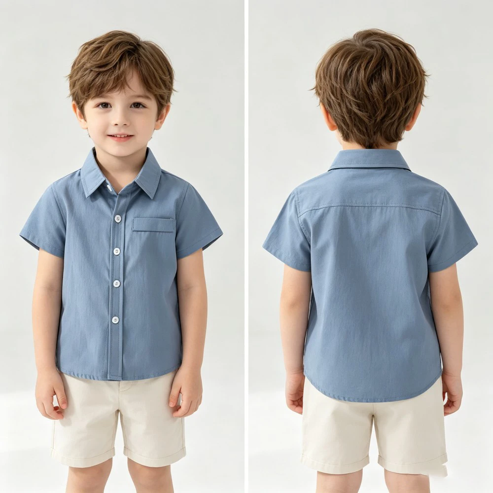Infant Baby Cotton Shirts 1 to 2 3 4 5 6 Years Kids Casual Turn-down Collar Tops Toddler Summer Breathable T-shirts Baby Outfits