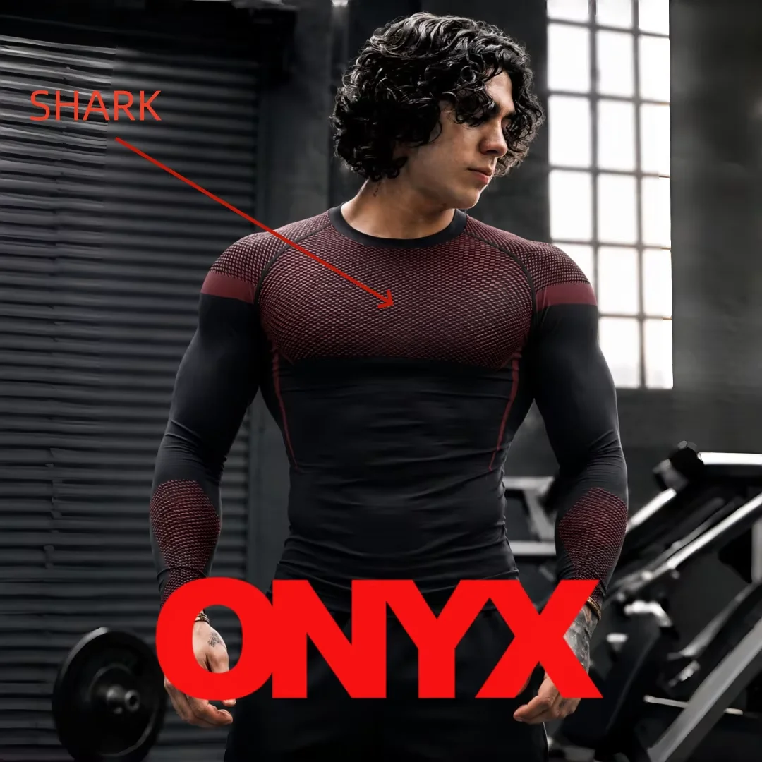 GYM ONYX V5 hooded T-shirt, SHARK silicone logo fitness suit,outdoor sports training top, running fitness hooded short sleeved view 4