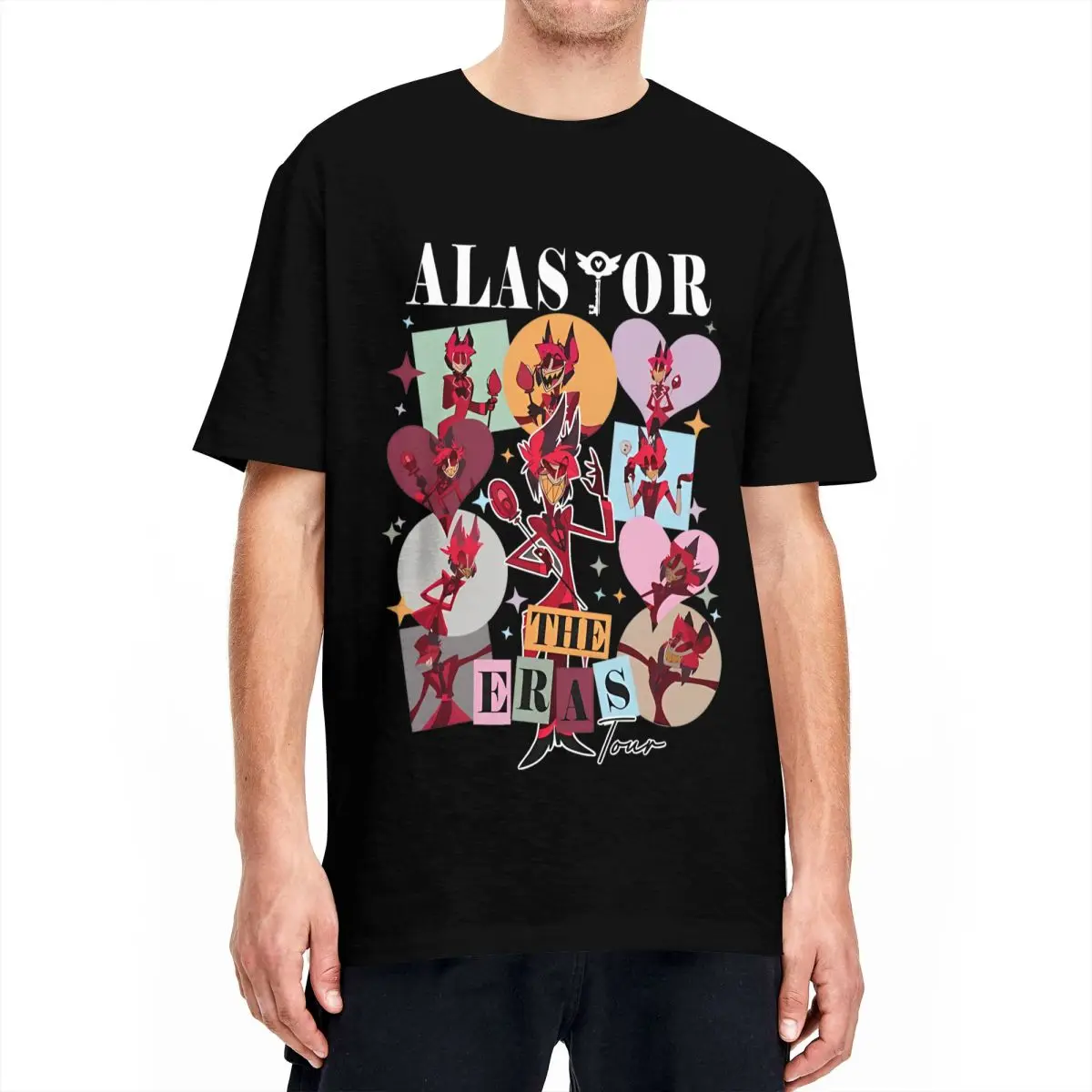 Hazbins Hotels Alastor The Eras Tour T Shirt for Men Women 100% Cotton Humorous T-Shirts O Neck Tees Short Sleeve Tops Printing