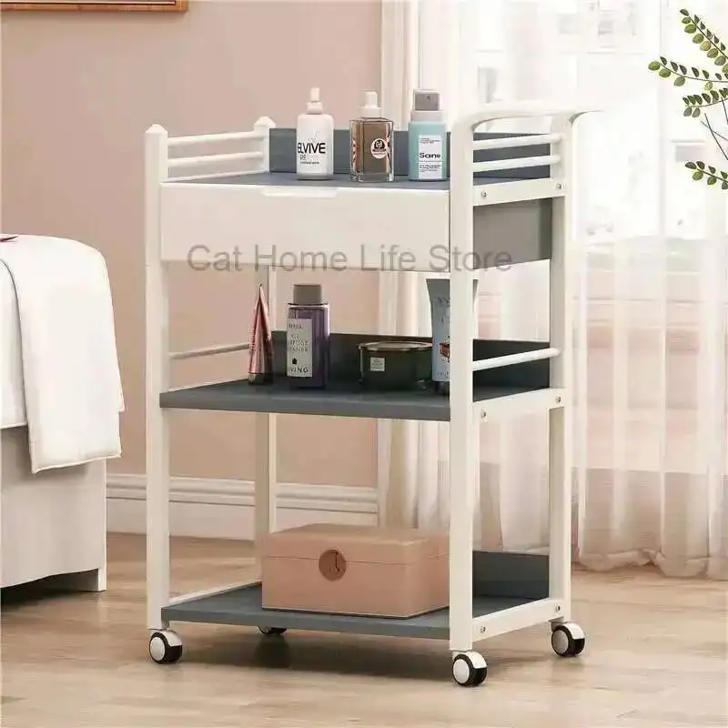 With Wheels Beauty Cart Auxiliary for Salon Car Accessories Professional Support Furniture Makeup Trolley Aesthetic Wheeled Tray