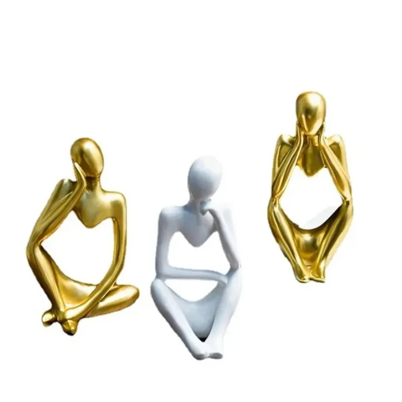 Inspiration Mini Resin Crafts Creative Left and Right Thinking Tabletop Ornament Home Living Room Art Deco