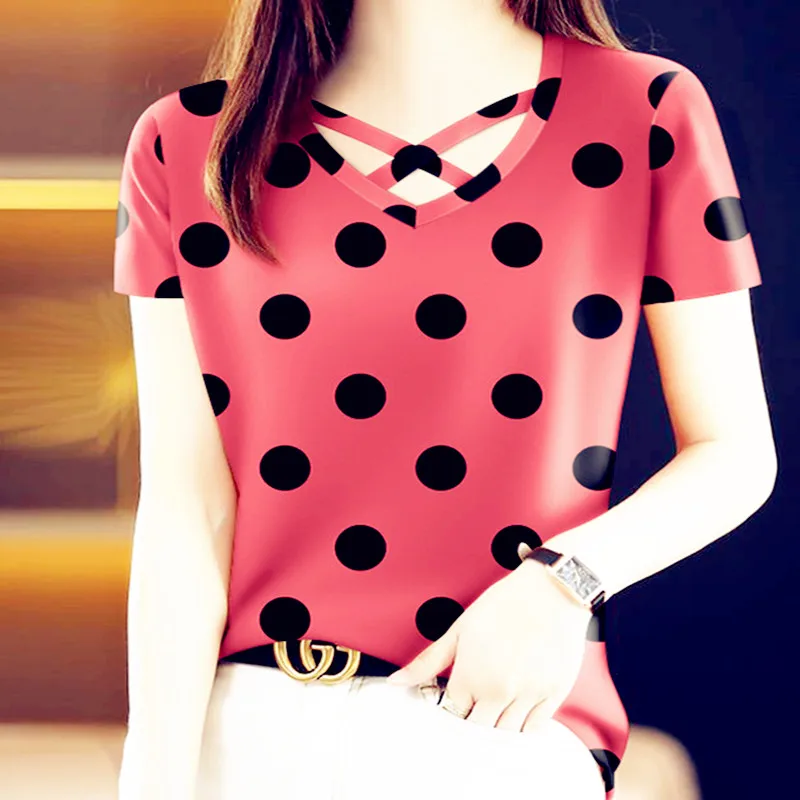 

Women Shirts Vintage Summer Tees Big Large Plus Size Blouse Top Sexy Hole Short Sleeve Bow Loose Casual T Shirt Tops