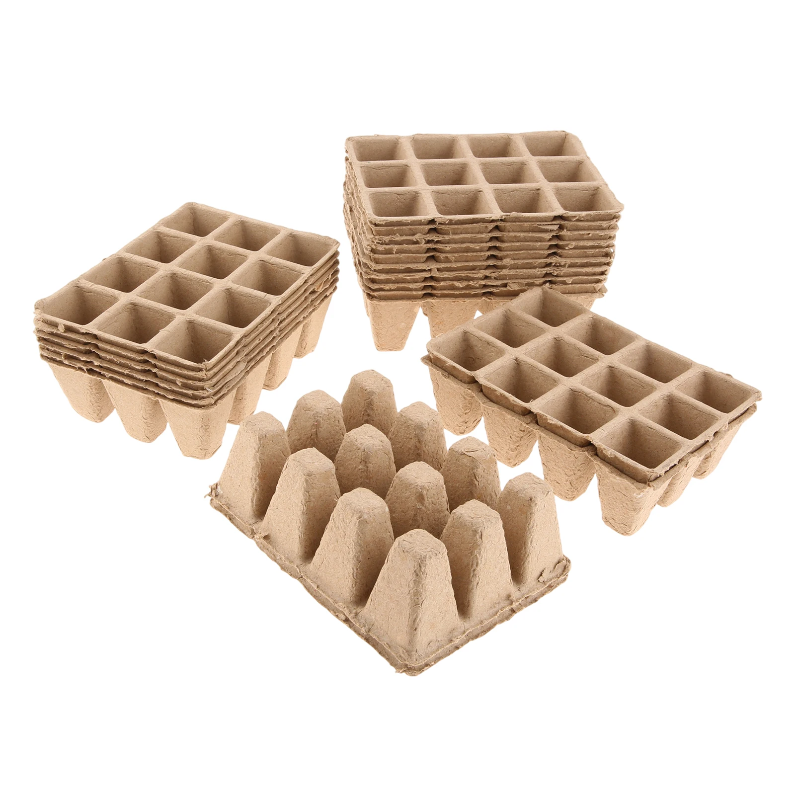 20Pcs Seed Starter Trays Biodegradable Pulp Seed Starter Pots 12 Grid Breathable Seedling Pots Indoor Outdoor Garden Planting