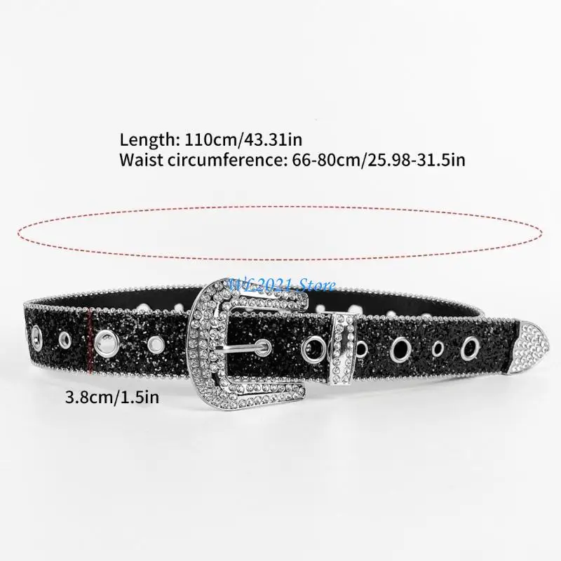 G5GC 청바지용 쿨 고딕 글리터 벨트 펑크 걸스 스트리트용 스터드 벨트